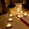 Romantic waterproof 10 LED Wood Heart Light / lamp String , Indoor / Outdoor Battery operated / powered String Light for Xmas,Wedding,Holiday,Party Decor. Warm White