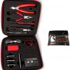 Jig coil DIY Tools Kit, build coil Kit Complete Package, ohm Meter, Diagonal Pliers, Scissors, Screwdriver, Ceramic, elbow Tweezers, A1 heating wire, free cotton, Enhanced Edition