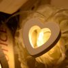 Romantic waterproof 10 LED Wood Heart Light / lamp String , Indoor / Outdoor Battery operated / powered String Light for Xmas,Wedding,Holiday,Party Decor. Warm White - Image 6