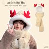 3-in-1 multifunctional plush hat, winter warm plush hat, scarf pocket hat with scarf, deer Christmas bib, pocket gloves with scarf, gloves, hoodie, earmuffs