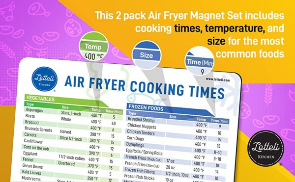 Air Fryer Magnetic Cheat Sheet Set, Air Fryer Accessories Cook Times, Airfryer Accessory Magnet Sheet Quick Reference Guide for Cooking and Frying - Image 3