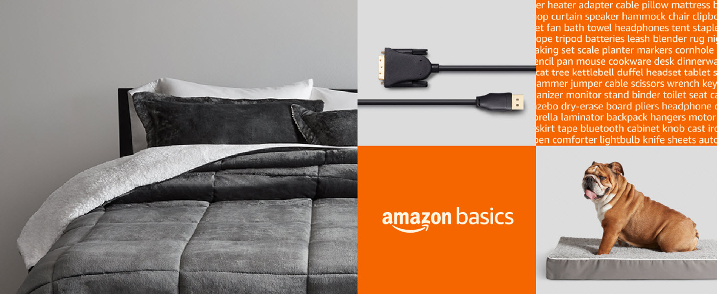 Amazon Basics for home improvement, office, school, pets, auto, kitchen, computer, bedroom and more
