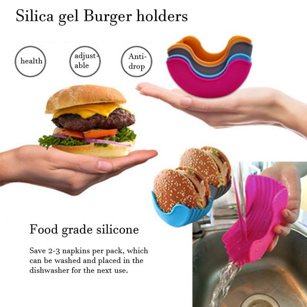 4 Pcs Retractable Burger Rack, Reusable Burger Rack, Silicone Clip Box, Sandwich Clip, for Adults and Children Family Dinners, In-Car Dining, Camping - Image 5