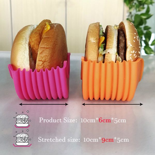 4 Pcs Retractable Burger Rack, Reusable Burger Rack, Silicone Clip Box, Sandwich Clip, for Adults and Children Family Dinners, In-Car Dining, Camping - Image 4