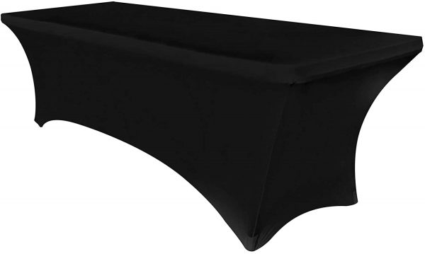 Obstal 6ft Stretch Spandex Table Cover for Standard Folding Tables - Universal Rectangular Fitted Tablecloth Protector for Wedding, Banquet and Party （Black, 72 Length x 30 Width x 30 Height Inches）