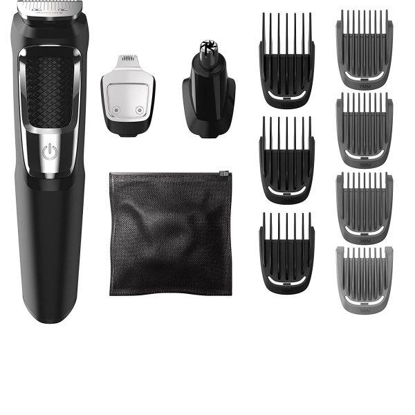 Philips Norelco Multigroomer All-in-One Trimmer Series 3000, 13 Piece Mens Grooming Kit, for Beard, Face, Nose, and Ear Hair Trimmer and Hair Clipper, NO Blade Oil Needed, MG3750/60