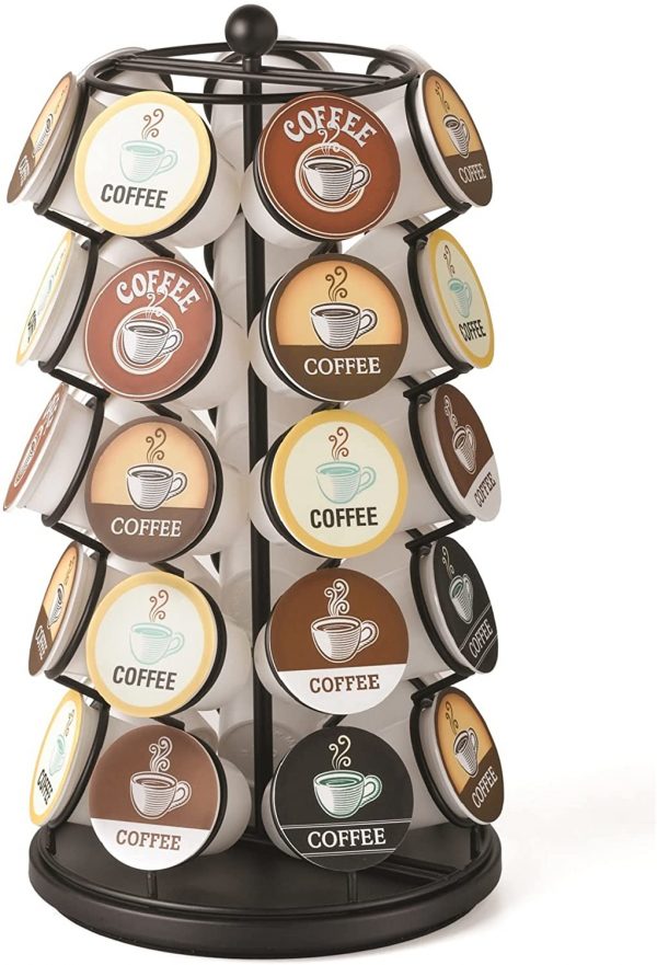 Nifty Coffee Pod Carousel – Compatible with K-Cups, 35 Pod Pack Storage, Spins 360-Degrees, Lazy Susan Platform, Modern Black Design, Home or Office Kitchen Counter Organizer