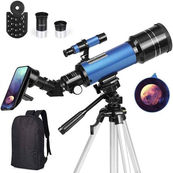 Telescope, 70mm Aperture 400mm AZ Mount Astronomical Refracting Telescope for Kids Beginners & Adults - Travel Telescopes (Gift:Carry Bag, Phone Adapter)