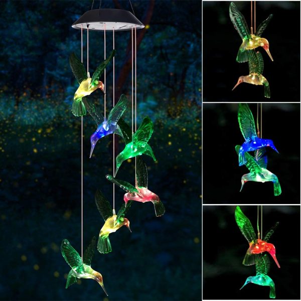 Wind Chime, Solar Hummingbird Wind Chimes Outdoor/Indoor(Gifts for mom/momgrandma Gifts/Birthday Gifts for mom) Outdoor Decor,Yard Decorations ,Memorial Wind Chimes,mom's Best Gifts