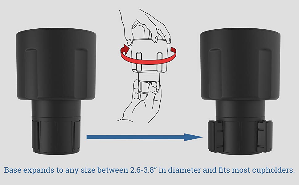 Large drink car cup holder with adjustable base