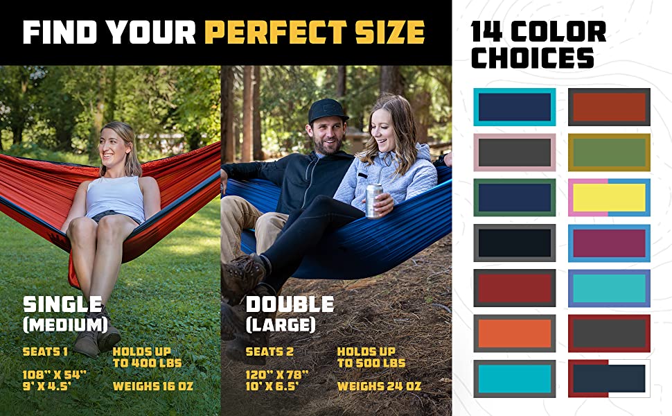 Find size single owl double owl 14 color choices hold 400-500 lbs woman couple sitting hammocks