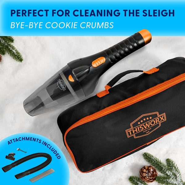 THISWORX Car Vacuum Cleaner - Portable, High Power, Handheld Vacuums w/ 3 Attachments, 16 Ft Cord & Bag - 12v, Auto Accessories Kit for Interior Detailing