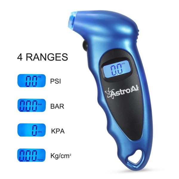 AstroAI Digital Tire Pressure Gauge 150 PSI 4 Settings for Car Truck Bicycle with Backlit LCD and Non-Slip Grip, Blue(1 Pack) - Image 2