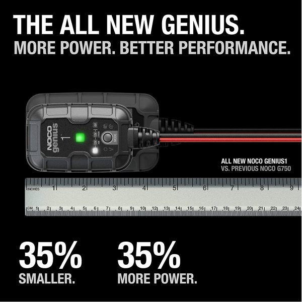 NOCO GENIUS1, 1-Amp Fully-Automatic Smart Charger, 6V and 12V Battery Charger, Battery Maintainer, Trickle Charger, and Battery Desulfator with Temperature Compensation - Image 2