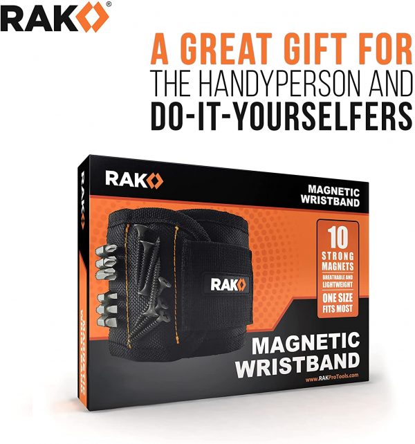 RAK Magnetic Wristband - Men & Women's Tool Bracelet with 10 Strong Magnets to Hold Screws, Nails and Drilling Bits - Gift Ideas for Dad, Husband, Handyman or Handy Woman﻿ - Image 2