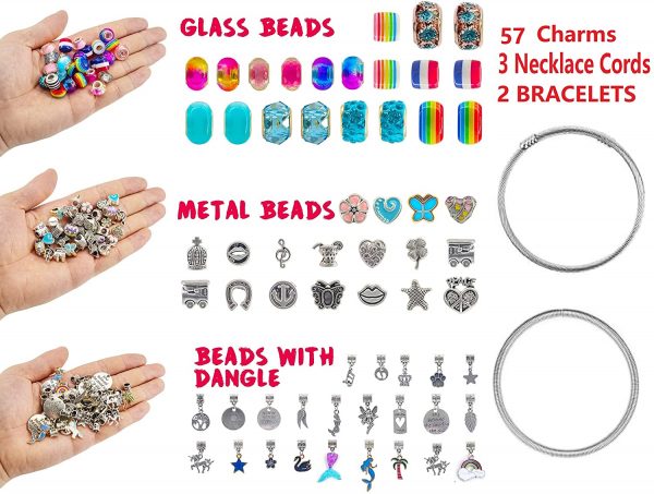 Charm Bracelet Making Kit,Jewelry Making Supplies Beads,Unicorn/Mermaid Crafts Gifts Set for Girls Teens Age 8-12 - Image 2