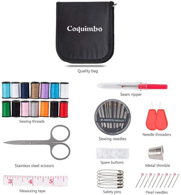 Coquimbo Sewing Kit for Traveler, Adults, Beginner, Emergency, DIY Sewing Supplies Organizer Filled with Scissors, Thimble, Thread, Sewing Needles, Tape Measure etc - Image 2