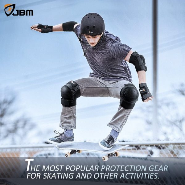 JBM Adult/Child Knee Pads Elbow Pads Wrist Guards 3 in 1 Protective Gear Set for Multi Sports Skateboarding Inline Roller Skating Cycling Biking BMX Bicycle Scooter - Image 2