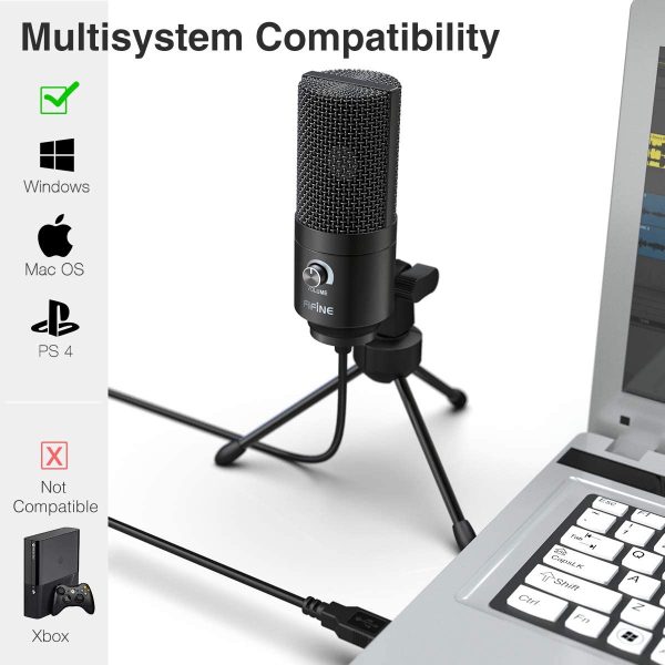 USB Microphone,FIFINE Metal Condenser Recording Microphone for Laptop MAC or Windows Cardioid Studio Recording Vocals, Voice Overs,Streaming Broadcast and YouTube Videos-K669B - Image 2