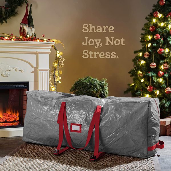 Rolling Large Christmas Tree Storage Bag - Fits Up to 7.5 ft. Artificial Disassembled Trees, Durable Handles & Wheels for Easy Carrying and Transport - Tear/Waterproof Polyethylene Plastic Duffle Bag - Image 2