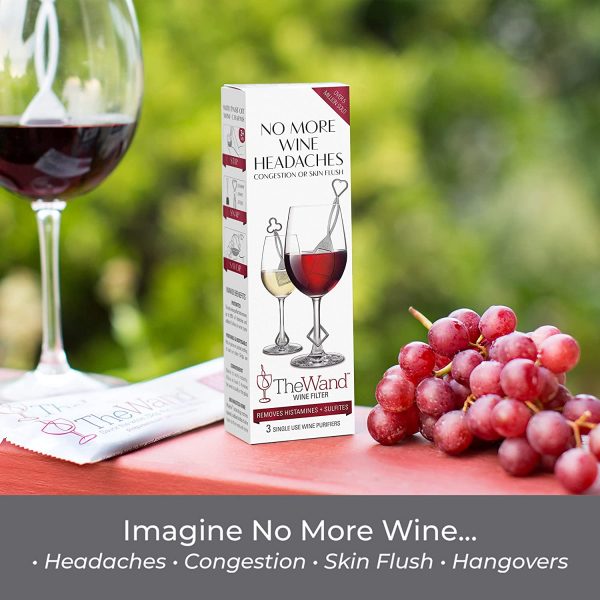 PureWine Wand Purifier Filter Stick Removes Histamines and Sulfites - Reduces Wine Allergies & Eliminates Headaches - Drop It & Stir Aerates Restoring Taste & Purity