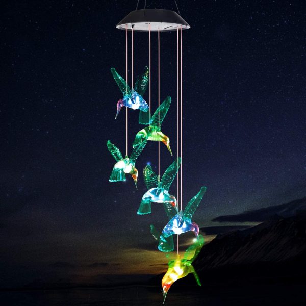 Wind Chime, Solar Hummingbird Wind Chimes Outdoor/Indoor(Gifts for mom/momgrandma Gifts/Birthday Gifts for mom) Outdoor Decor,Yard Decorations ,Memorial Wind Chimes,mom's Best Gifts - Image 2