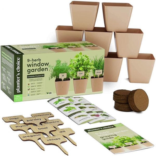 9 Herb Window Garden - Indoor Herb Starter Kit - Unique Gardening Gifts for Women & Men Cook - Kitchen Windowsill Growing Kit + Guide to Easily Grow 9 Herbs - Best Unusual Birthday Gift for Cooking - Image 2