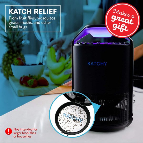 Katchy Indoor Insect Trap - Catcher & Killer for Mosquito, Gnat, Moth, Fruit Flies - Non-Zapper Traps for Buzz-Free Home - Catch Flying Insect Indoors with Suction, Bug Light & Sticky Glue - Image 2