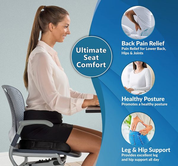 ComfiLife Gel Enhanced Seat Cushion - Non-Slip Orthopedic Gel & Memory Foam Coccyx Cushion for Tailbone Pain - Office Chair Car Seat Cushion - Sciatica & Back Pain Relief - Image 2