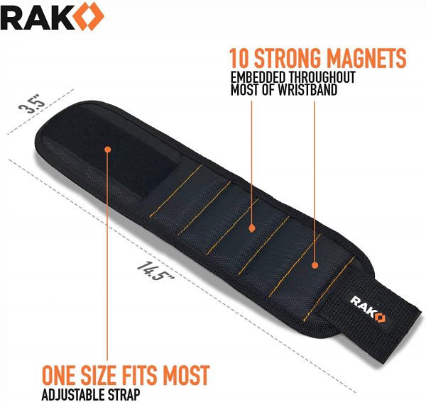 RAK Magnetic Wristband - Men & Women's Tool Bracelet with 10 Strong Magnets to Hold Screws, Nails and Drilling Bits - Gift Ideas for Dad, Husband, Handyman or Handy Woman﻿ - Image 9