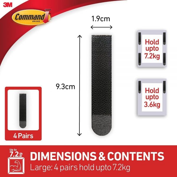 Command Large Picture Hanging Strips, Black, Holds up to 16 lbs, 4-Pairs - Image 10