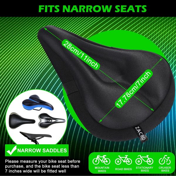 Zacro Gel Bike Seat Cover - Soft Bike Cushion Seat Cover with Water&Dust Resistant Cover-Exercise Bike Seat Cushion for Women Men Comfort-Compatible with Peloton, Spin Bike, Indoor Outdoor Cycling - Image 7