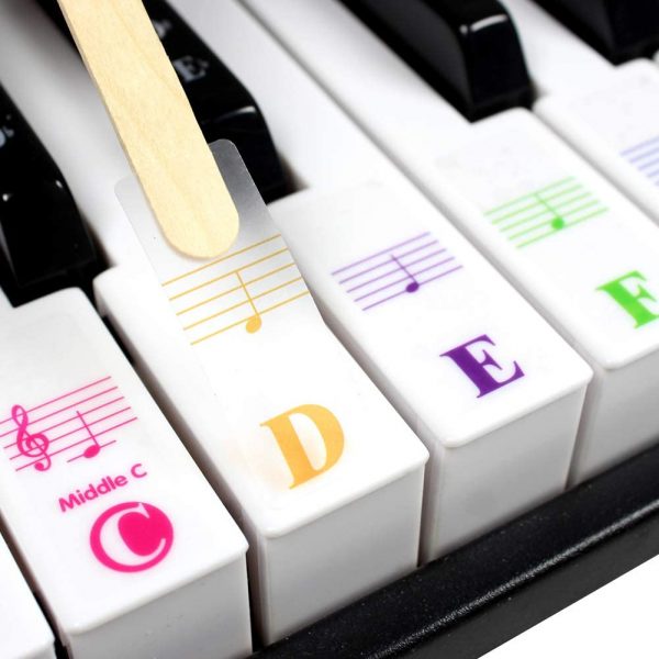 Piano Keyboard Stickers for 88/76/61/54/49 Key. Colorful Bold Large Letter Piano Stickers for Learning.Multi-Color, Transparent, Removable - Image 6