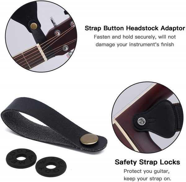 tifanso Guitar Strap, Soft Cotton Guitar Straps With 3 Pick Holders, Strap Button Headstock Adaptor, 1 Pair Strap Locks and 3 Guitar Picks Set For electric/Acoustic Guitar - Image 8