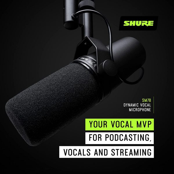 Shure SM7B Vocal Dynamic Microphone for Broadcast, Podcast & Recording, XLR Studio Mic for Music & Speech, Wide-Range Frequency, Warm & Smooth Sound, Rugged Construction, Detachable Windscreen - Black - Image 8