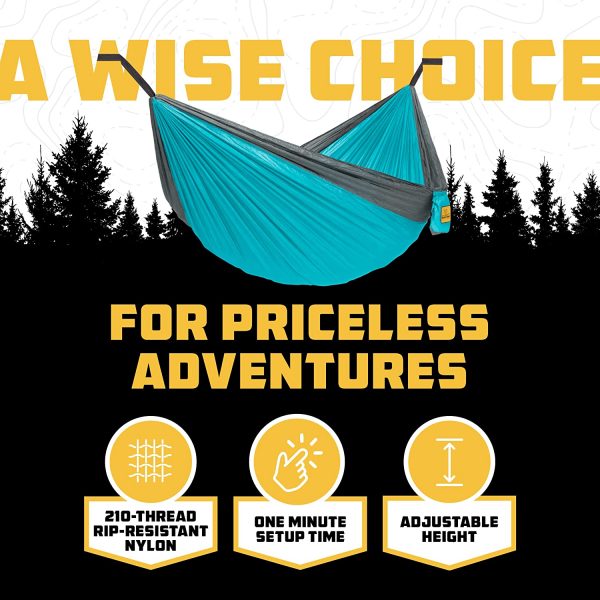 Wise Owl Outfitters Camping Hammocks - Portable Hammock Single or Double Hammock for Outdoor, Indoor w/ Tree Straps - Backpacking, Travel, and Camping Gear - Image 9