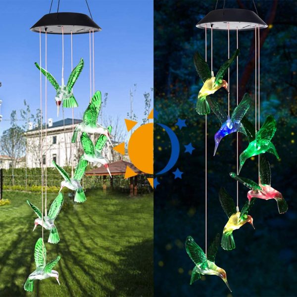 Wind Chime, Solar Hummingbird Wind Chimes Outdoor/Indoor(Gifts for mom/momgrandma Gifts/Birthday Gifts for mom) Outdoor Decor,Yard Decorations ,Memorial Wind Chimes,mom's Best Gifts - Image 9