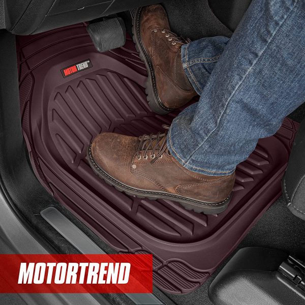 Motor Trend 923-BD Burgundy FlexTough Contour Liners-Deep Dish Heavy Duty Rubber Floor Mats for Car SUV Truck & Van-All Weather Protection, Universal Trim to Fit - Image 8