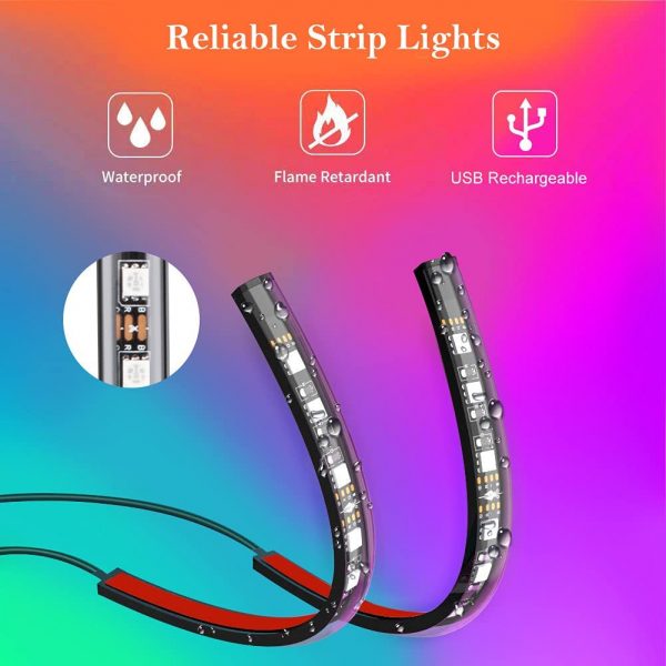 Winzwon Car Led Lights Interior 4 Pcs 48 Led Strip Light for Car with USB Port APP Control for iPhone Android Smart Phone Infinite DIY Colors Music Microphone Control - Image 5