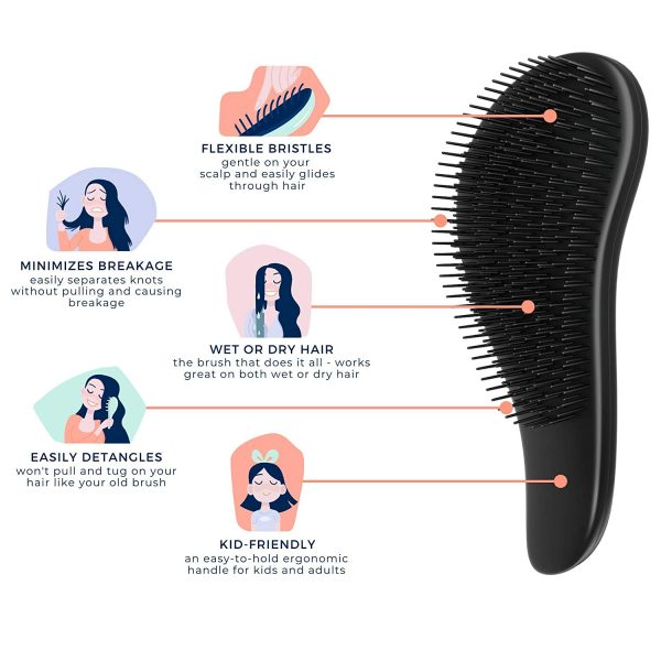 Crave Naturals Glide Thru Detangling Brush for Adults & Kids Hair. Detangler Hairbrush for Natural, Curly, Straight, Wet or Dry Hair. Hair Brushes for Women. Styling Brush - Image 6