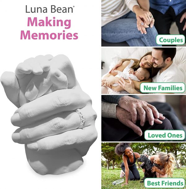 Luna Bean Keepsake Hands Casting Kit | DIY Plaster Statue Molding Kit | Hand Holding Craft for Couples, Adult & Child, Wedding, Friends, Anniversary - Image 8