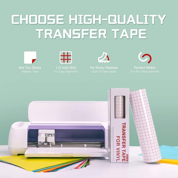 YRYM HT Clear Vinyl Transfer Paper Tape Roll-12 x 50 FT w/Alignment Grid Application Tape for Silhouette Cameo, Cricut Adhesive Vinyl for Decals,Signs, Windows, Stickers - Image 5