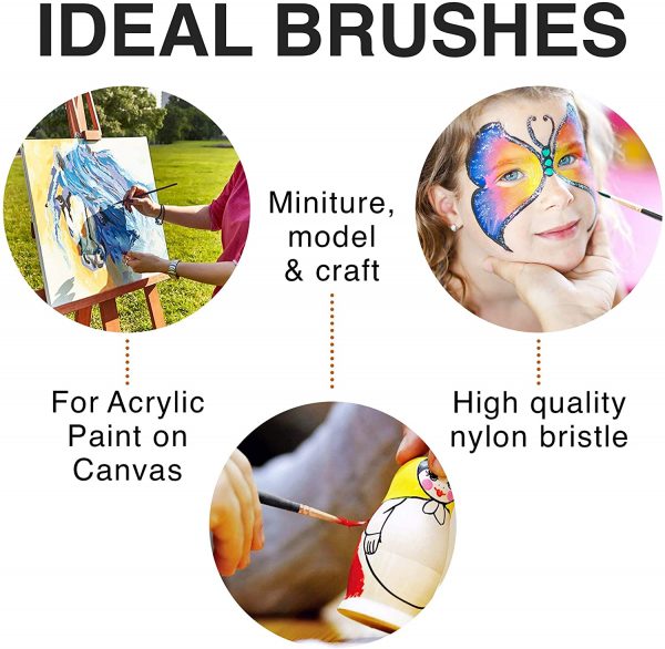 Professional Artist Paint Brush Set of 12 - Painting Brushes Kit for Kids, Adults Fabulous for Canvas, Watercolor & Fabric - for Beginners and Professionals - Great for Water, Oil or Acrylic Painting - Image 6