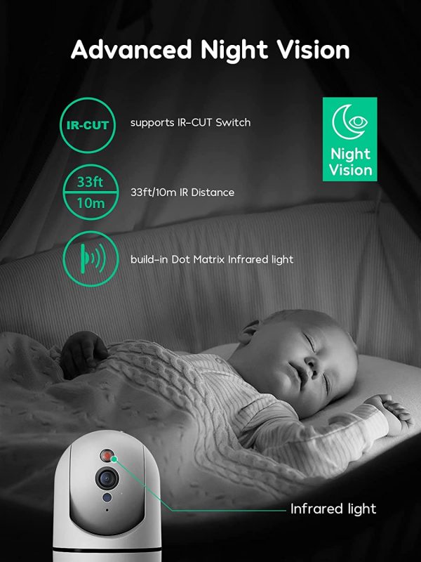 Baby Monitor, WINEES 1080P Indoor Camera with Audio and Night Vision, WiFi Surveillance Camera Security Home Dog Pet Monitor with App, Motion Sensor Detection 2 Way Audio WiFi Alexa Camera - Image 6