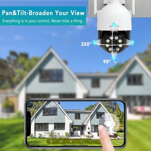 Security Camera Outdoor/Home, DEKCO WiFi Outdoor Security Cameras Pan-Tilt 360° View, 1080P Dome Surveillance Cameras with Motion Detection and Siren, 2-Way Audio,Full Color Night Vision, Waterproof - Image 6