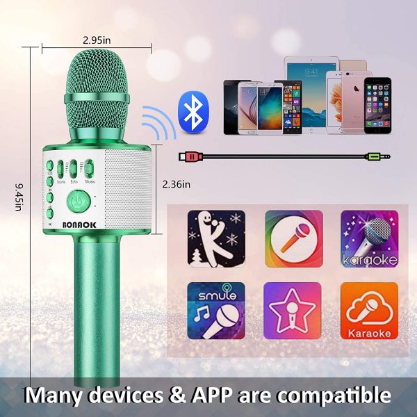 BONAOK Bluetooth Wireless Karaoke Microphone,3-in-1 Portable Handheld Karaoke Mic Speaker Machine Birthday Home Party for PC or All Smartphone Q37 - Image 6