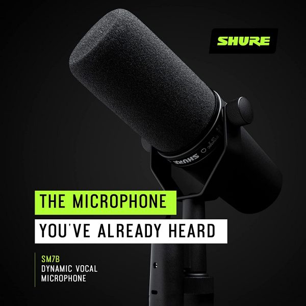 Shure SM7B Vocal Dynamic Microphone for Broadcast, Podcast & Recording, XLR Studio Mic for Music & Speech, Wide-Range Frequency, Warm & Smooth Sound, Rugged Construction, Detachable Windscreen - Black - Image 7