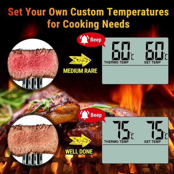 ThermoPro TP-16 Large LCD Digital Cooking Food Meat Smoker Oven Kitchen BBQ Grill Thermometer Clock Timer with Stainless Steel Probe - Image 6