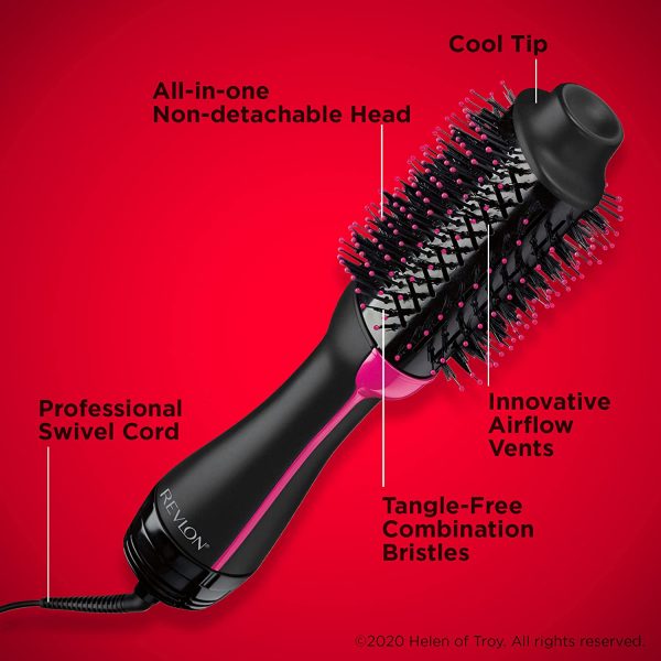 REVLON One-Step Hair Dryer And Volumizer Hot Air Brush, Black - Image 7