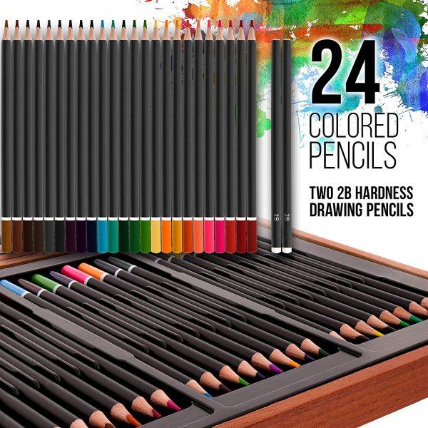 US Art Supply 82 Piece Deluxe Art Creativity Set in Wooden Case with BONUS 20 additional pieces - Deluxe Art Set - Image 5